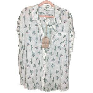 True Craft Collared Cactus Patterned Button Up 3X NWT